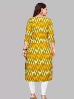 neshapex Women Printed Straight Kurta(Yellow)