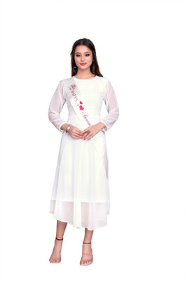 NIRVA ENTERPRISE Women Solid A-line Kurta(White)