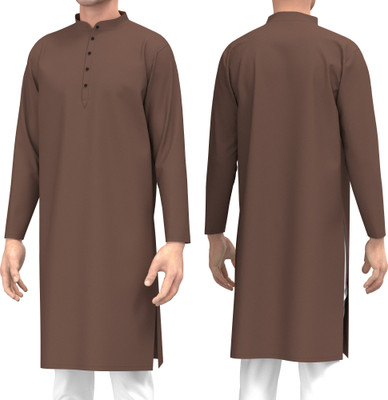 ATTIRE IND Men Solid Straight Kurta(Brown)