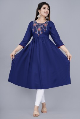 AamanGarment Women Embroidered Anarkali Kurta(Blue)