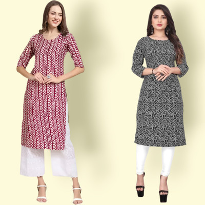 HouseOfCommon Women Printed Straight Kurta(Multicolor)