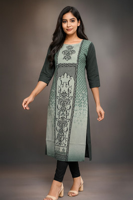 PraMil Creation Women Printed Straight Kurta(Grey)