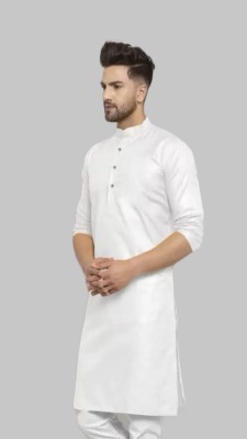 Anuj Fashion Men Solid A-line Kurta(White)