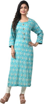 Gunjans Women Self Design Straight Kurta(Light Blue)