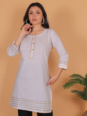 trendzmy Women Solid Straight Kurta(White)