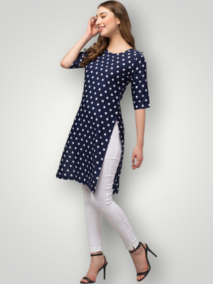 E&A Enterprises Women Printed Straight Kurta(Dark Blue)