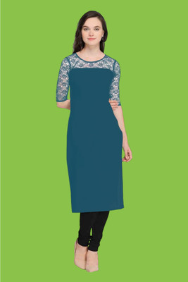 Maheshvi Women Embellished Straight Kurta(Blue)