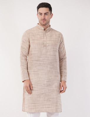 Zargnut Attire Men Self Design Straight Kurta(Beige)