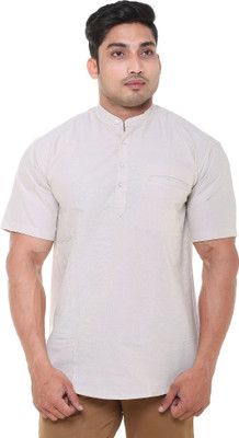 TWIST Men Solid A-line Kurta(Beige)