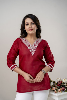 VIRANCHI Women Embroidered, Solid Straight Kurta(Multicolor)