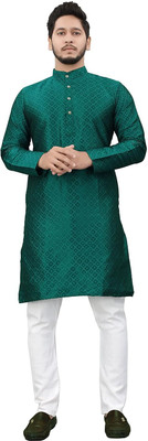 Vibhuti Men Printed Straight Kurta(Green)