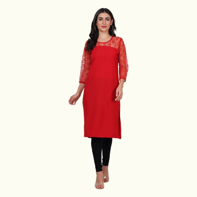 StylishKurta Women Solid Straight Kurta(Red)