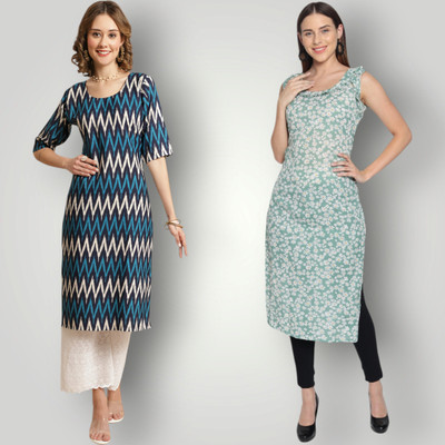 HouseOfCommon Women Printed Straight Kurta(Multicolor)
