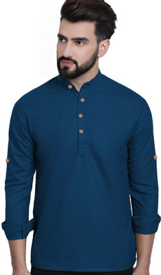 Navkanj Men Solid Asymmetric Kurta(Multicolor)