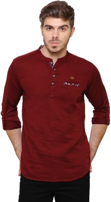 KUONS AVENUE Men Solid Straight Kurta(Maroon)