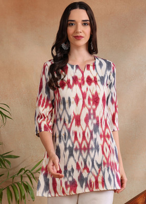 DSK STUDIO Women Geometric Print Straight Kurta(Purple)