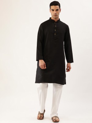 SWAGG INDIA Men Solid Straight Kurta(Black)