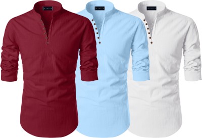 ROYAL SCOUT Men Self Design Straight Kurta(Maroon, Light Blue, White)