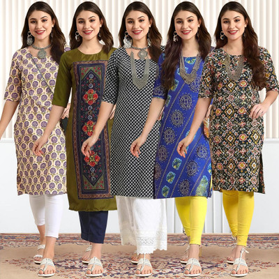 1 Stop Fashion Women Printed A-line Kurta(Multicolor)