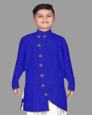 OMKAR EN TRENDS Boys Printed Straight Kurta(Dark Blue)