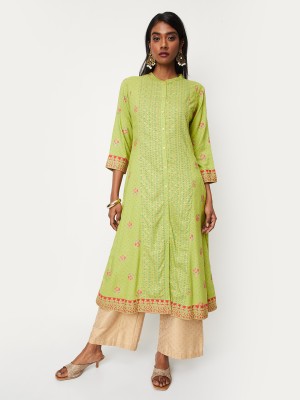 MAX Women Printed A-line Kurta(Green)