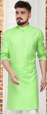 Anuj Fashion Men Solid Straight Kurta(Light Green)