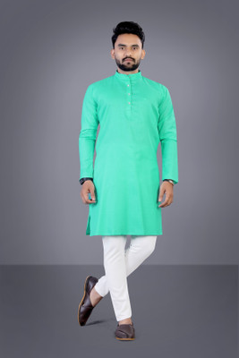 TIPTOP TRENDZ Men Solid Straight Kurta(Light Green)