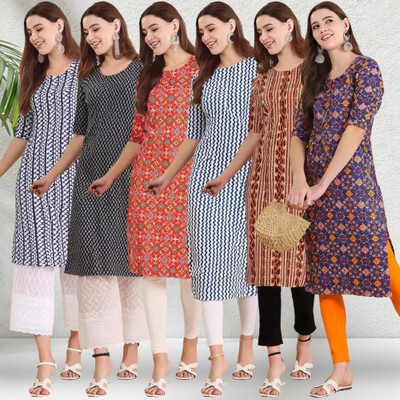 1 Stop Fashion Women Printed A-line Kurta(Multicolor)