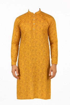 Shubhvastaram Men Printed Straight Kurta(Yellow)