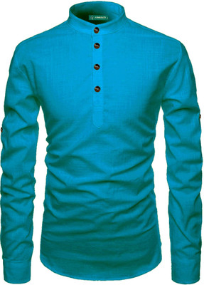 VIMASUTI Men Solid A-line Kurta(Brown)