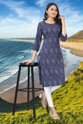 Jayshree Fab Women Printed Straight Kurta(Dark Blue)