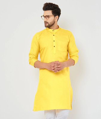 ARMAAN ETHNIC Men Solid Straight Kurta(Yellow)