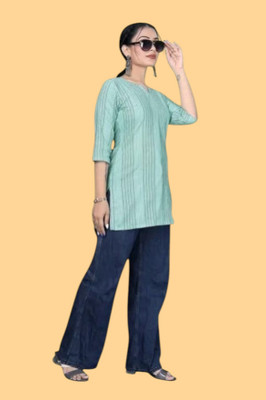 Rangrasiya Fashionlm Casual Striped Women Light Green Top