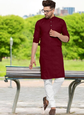 Rashmi Genz Men Printed Straight Kurta(Maroon)