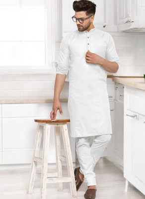 Rashmi Genz Men Printed Straight Kurta(White)