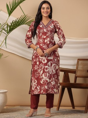 PHYSIL Women Embroidered, Printed Straight Kurta(Multicolor)