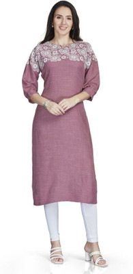 Nioni Women Floral Print Straight Kurta(Pink)