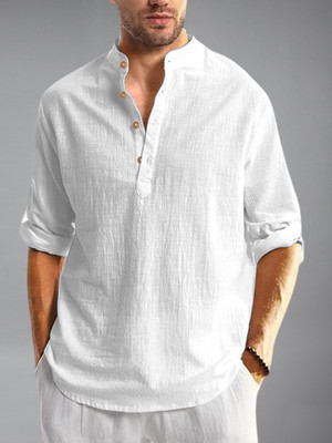 Navkanj Men Solid Straight Kurta(White)