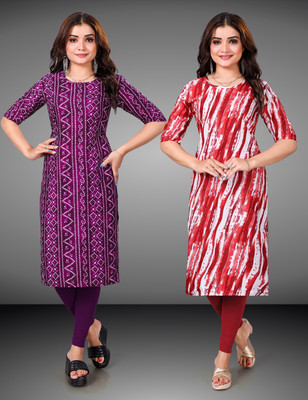 Tashvi Creation Women Printed Straight Kurta(Red)