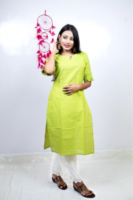 Aarambh Women Solid Straight Kurta(Green)