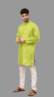 VINAARI Men Solid A-line Kurta(Green)