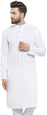 RS INTERNATIONAL Men Embroidered Straight Kurta(White)