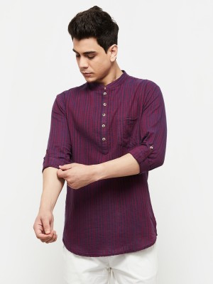 MAX Men Striped Straight Kurta(Maroon, Blue)