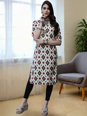 Moda Rapido Women Printed A-line Kurta(White)