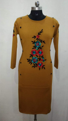 SUHAIL ANSARI Women Embroidered, Floral Print Straight Kurta(Yellow, Multicolor)