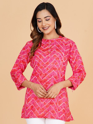 Blocks Of India Women Floral Print Cape Top Kurta(Pink)