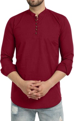 ROYAL SCOUT Men Solid Straight Kurta(Maroon)