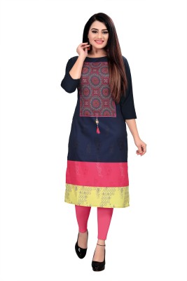 maruti fab Women Printed Straight Kurta(Blue, Pink, Yellow)