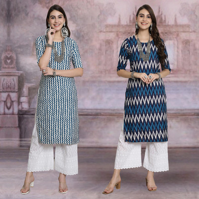 Moda Rapido Women Printed Straight Kurta(Multicolor)
