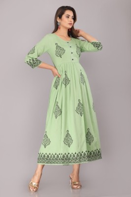 PRIYAGANI GARMENTS Women Printed Anarkali Kurta(Light Green)